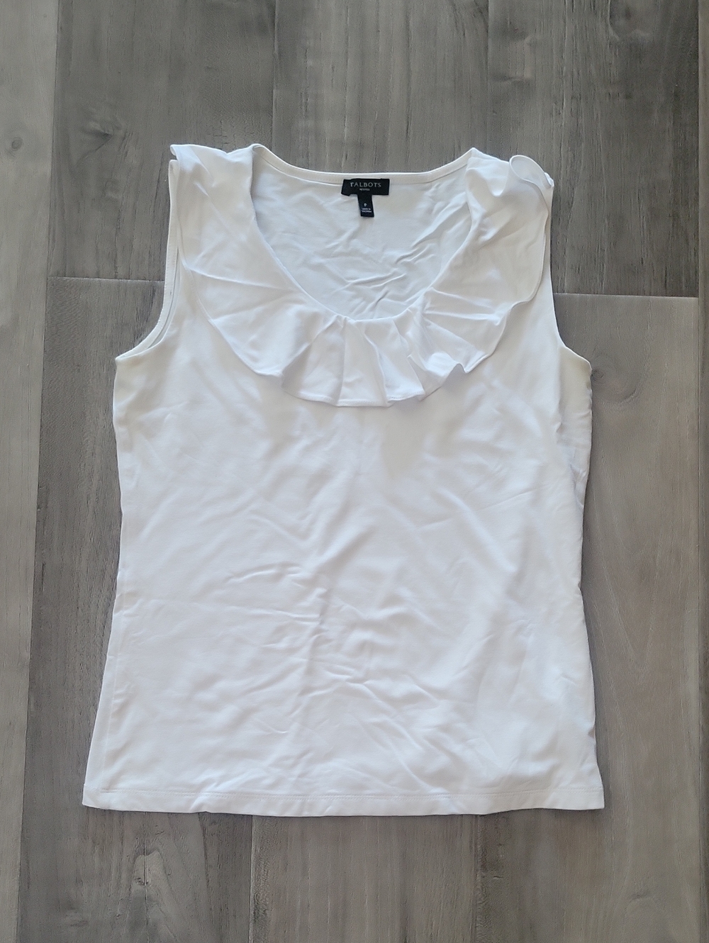 Talbots White Ruffle Scoop Neck Sleeveless Camisole